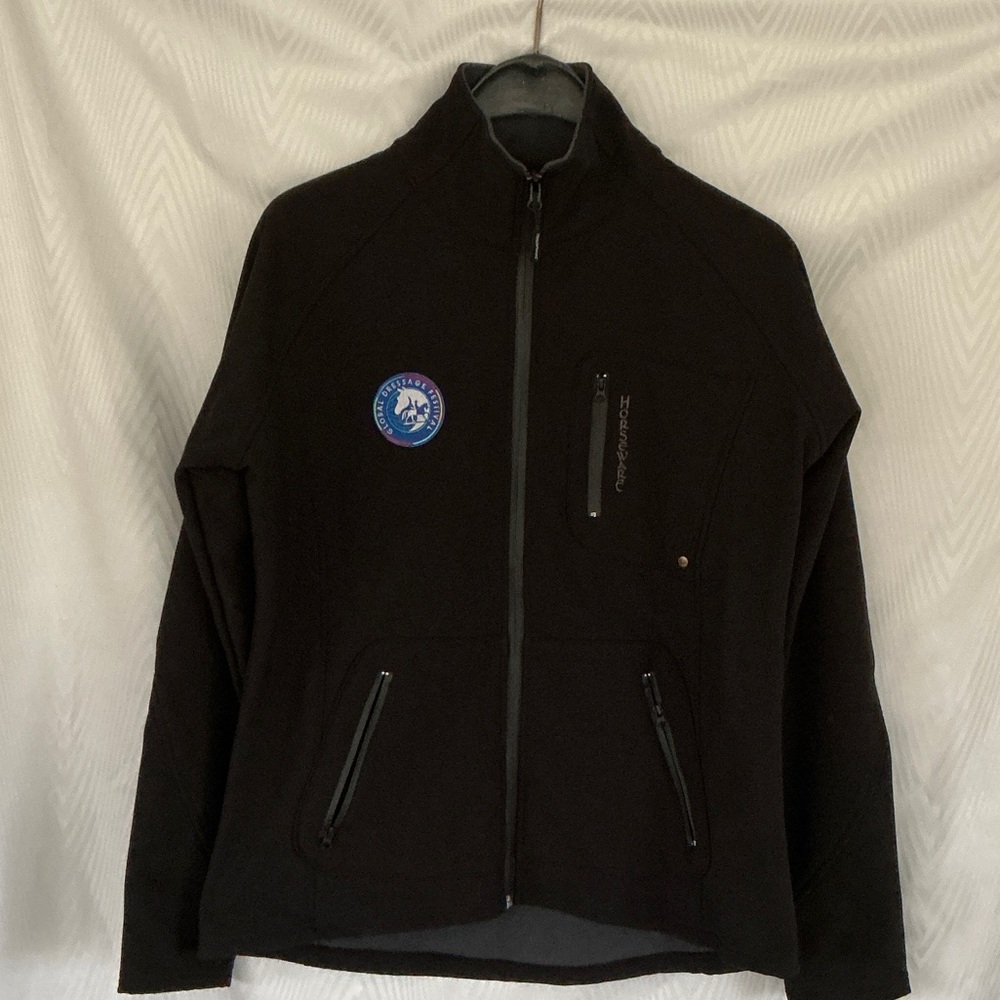 Black Hooded Full-Zip Jacket with Logo Patch